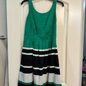 Gorgeous green, black, and white dress.